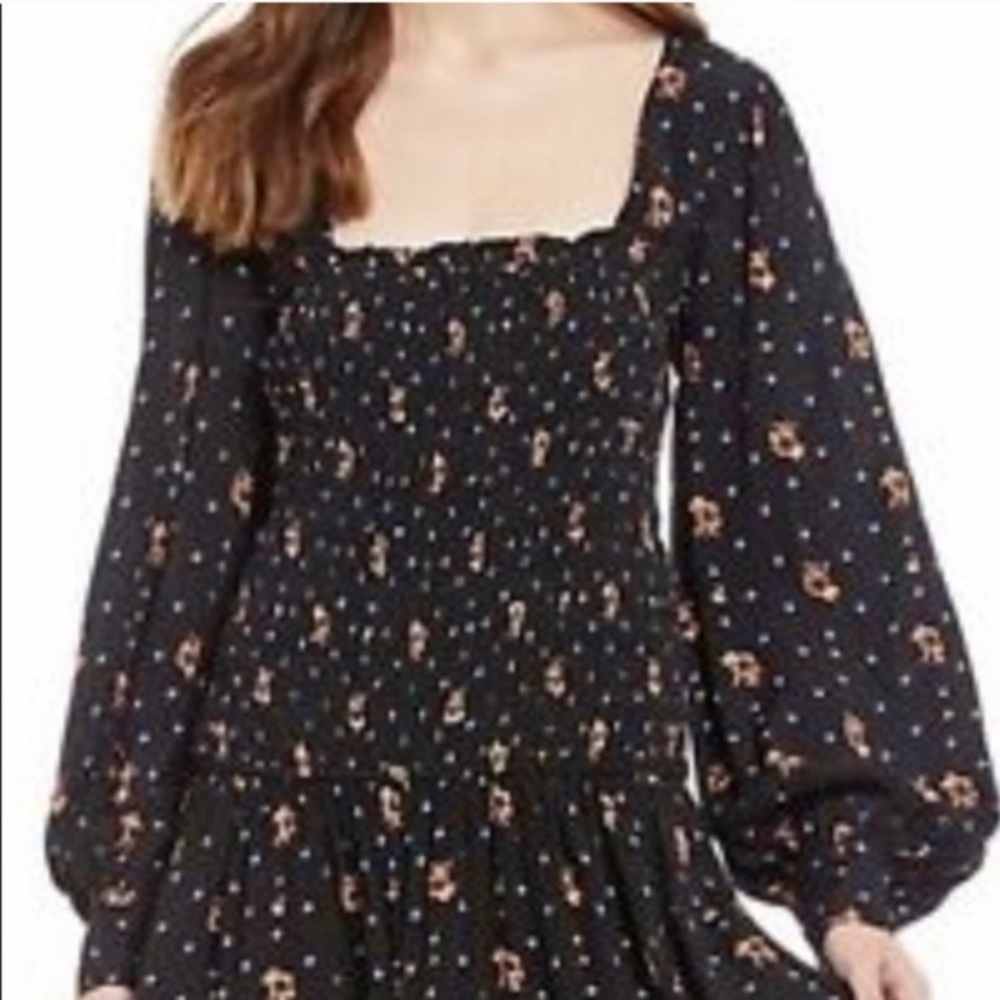 Free People Floral Puffy Sleeve Dress